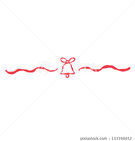 Cute hand drawn bell ribbon divider for Christmas planners holiday journals greeting cards scrapbooking winter borders labels cozy seasonal crafts and decoration uses 133398852