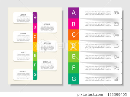 Infographic layouts with numbered steps, icons, and placeholder text for business, planning, or presentation purposes. Vector. Infographic layouts with numbered steps, icons, and placeholder text for business, planning, or presentation purposes. Vector. 133399405
