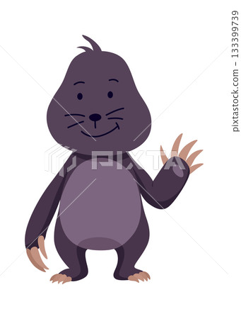 Vector cartoon mole. Cute illustration of funny animal for children design 133399739