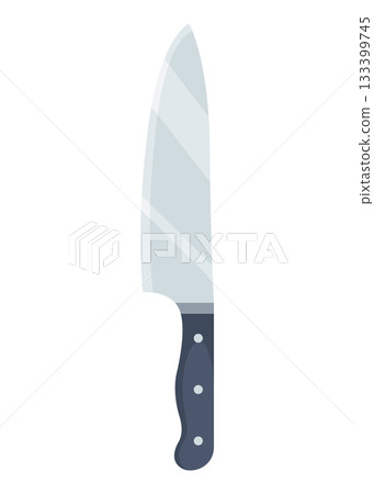 Elegant chef knife for preparation, Sleek steel blade with ergonomic handle design, Polished steel chef knife with ergonomic gripunder soft natural lighting on glossy Elegant chef knife for preparation, Sleek steel blade with ergonomic handle design, Polished steel chef knife with ergonomic gripunder soft natural lighting on glossy 133399745