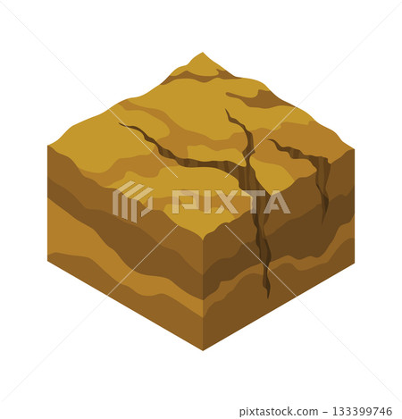 Desert soil layers vector isometric element. Platform of texture of soil. Game design ground 3d isometric tile. Nature landscape in 3d style interface Desert soil layers vector isometric element. Platform of texture of soil. Game design ground 3d isometric tile. Nature landscape in 3d style interface 133399746