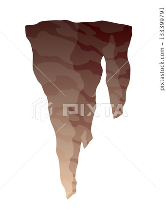 Stalactite. Icicle shaped hanging mineral formations in cave. Nature brown limestone, material stone icon. Natural growth geology formations 133399791