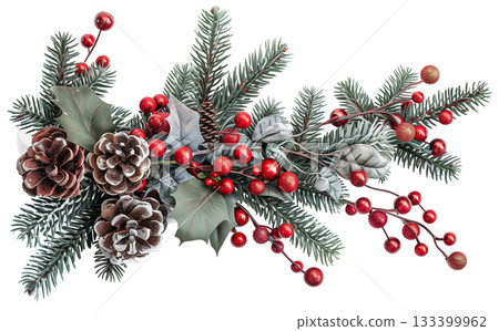 Christmas and new year decoration element isolated on white background png transparent clipart. 133399962