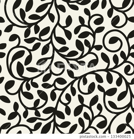 Black and White Leaf Pattern Seamless Vector, Neutral Monochrome Minimal Organic Floral Wallpaper Background or Fabric Textile Design Backdrop, Isolated Illustration Black and White Leaf Pattern Seamless Vector, Neutral Monochrome Minimal Organic Floral Wallpaper Background or Fabric Textile Design Backdrop, Isolated Illustration 133400025