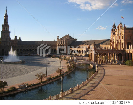 日落時的塞維利亞西班牙廣場 133400179