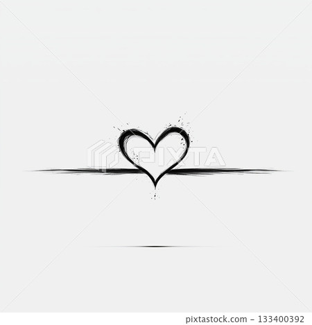 Creative heart illustration with brushstroke effect on plain background 133400392