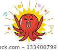 Octopus character exploding with joy 133400799