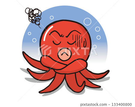 一個憂心忡忡、雙臂交叉的章魚角色 133400800