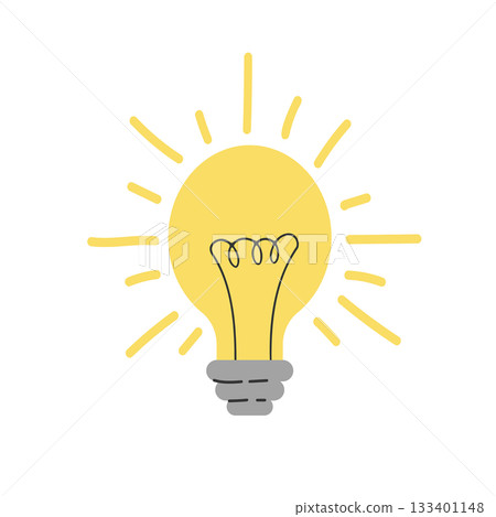 Image of a light bulb. The light bulb symbolizes an idea, a concept, or a design. Flat graphics. 133401148