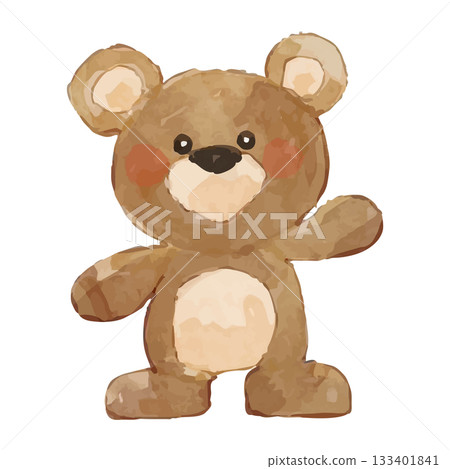 Fluffy Bear Days | Watercolor teddy bear raising its hand to say hello Fluffy Bear Days | Watercolor teddy bear raising its hand to say hello 133401841