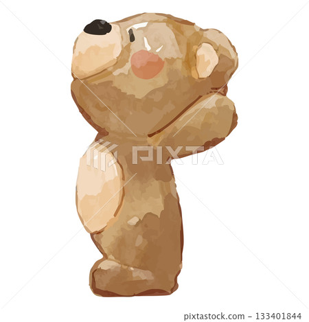 A fluffy bear day | A watercolor teddy bear stretching and relaxing A fluffy bear day | A watercolor teddy bear stretching and relaxing 133401844