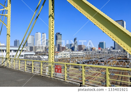 Nagoya City, view of Mukainobashi Bridge and the buildings of Nagoya Station Nagoya City, view of Mukainobashi Bridge and the buildings of Nagoya Station 133401921