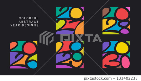 Collection of Colorful Abstract Year Designs from 2026 to 2030 Collection of Colorful Abstract Year Designs from 2026 to 2030 133402235