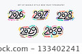 Set of Doodle Style New Year Typography from 2026 to 2030 133402241