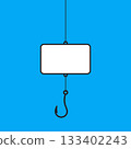 Simple Blank White Sign on Fishing Hook Concept Icon 133402243