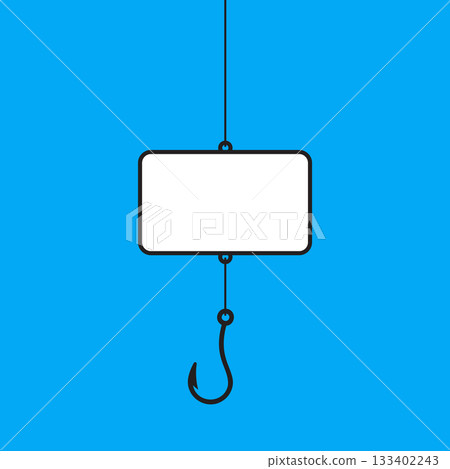 Simple Blank White Sign on Fishing Hook Concept Icon Simple Blank White Sign on Fishing Hook Concept Icon 133402243