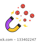 Attraction and Engagement Concept. Magnet Pulling Angry Emoji Faces. Rage Bait illustration 133402247