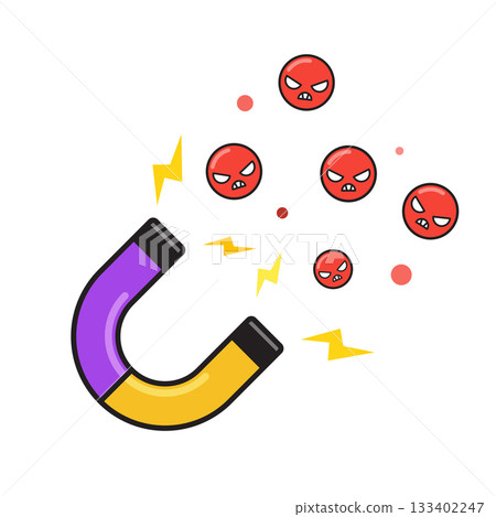 Attraction and Engagement Concept. Magnet Pulling Angry Emoji Faces. Rage Bait illustration Attraction and Engagement Concept. Magnet Pulling Angry Emoji Faces. Rage Bait illustration 133402247