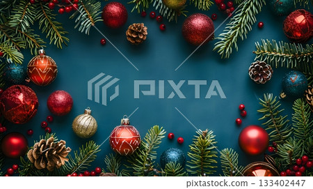 Blue-toned Christmas decorations 133402447