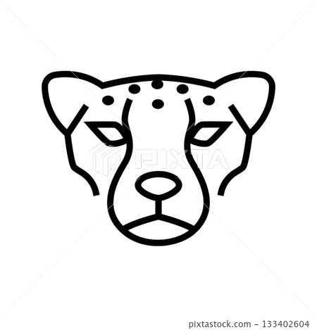 Minimalist simple and modern cheetah face represents speed, Power and elegance. Suitable for branding, sports, Technology and creative logo designs. Vector illustration. 133402604