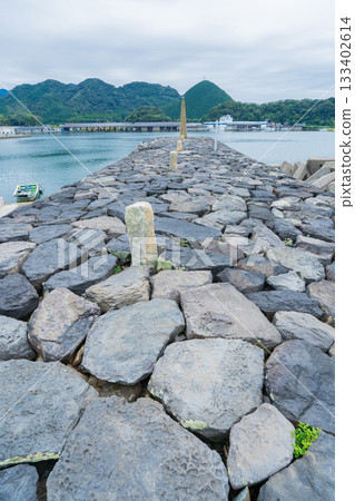 Hagi City, Yamaguchi Prefecture, stone embankment at the site of the Ebisugahana shipyard 133402614
