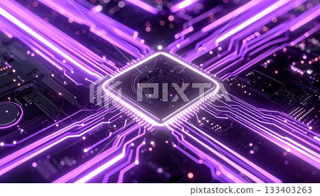 AI Image: Purple glowing electronic circuit 133403263