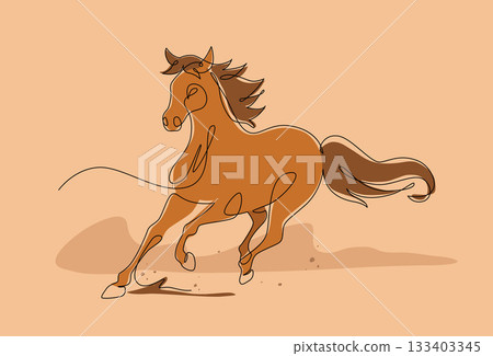 Horse portrait running, Continuous line art drawing style, One line art animal, Design template linear minimal style. Drawing isolated on white background. Vector design illustration. Horse portrait running, Continuous line art drawing style, One line art animal, Design template linear minimal style. Drawing isolated on white background. Vector design illustration. 133403345