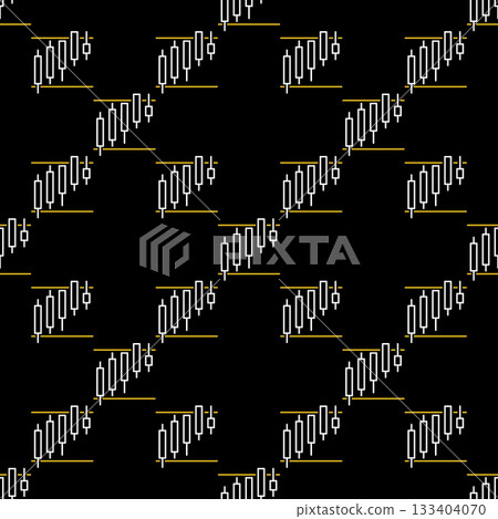 Stock Market Trading Analysis vector Candlestick Chart in Range seamless pattern in outline style 133404070