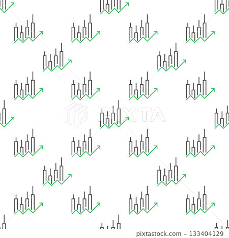 Candle Graph with Arrow vector Candlestick Chart thin line seamless pattern 133404129
