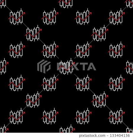 Candlestick Chart with Uprising Arrow vector Market Data outline seamless pattern 133404136