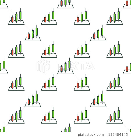 Financial Graph with Three Candlesticks vector Tradign colored seamless pattern 133404145