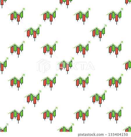 Japanese Candlestick Chart with arrow vector Candle Graph colored seamless pattern 133404150