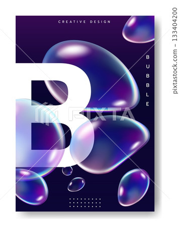 Soap bubble poster. Flying transparent balls, wall art, vertical banner and notebook cover design. Abstract contemporary background with iridescent balloons organic forms. Vector minimal illustration Soap bubble poster. Flying transparent balls, wall art, vertical banner and notebook cover design. Abstract contemporary background with iridescent balloons organic forms. Vector minimal illustration 133404200