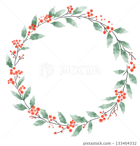 時尚的手繪聖誕花圈 133404332