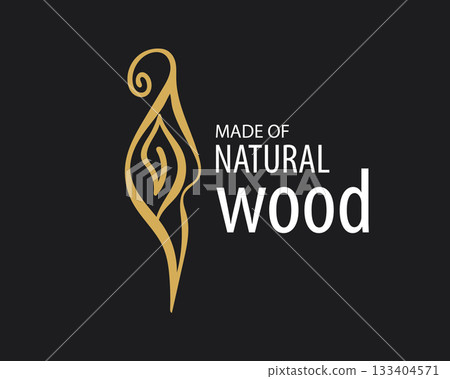 An unusual vector hand-drawn logo for the production of wood products 133404571