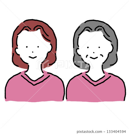 一幅年輕女子和一位老婦人的簡單插圖 一幅年輕女子和一位老婦人的簡單插圖 133404594