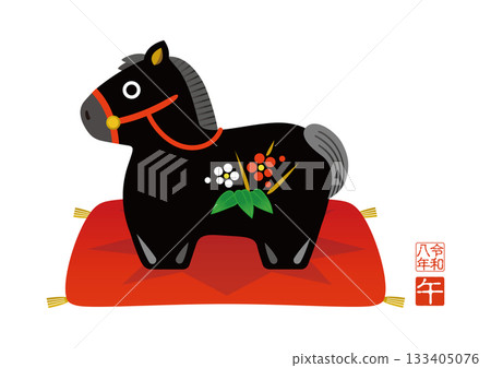 2026 New Year's card illustration of the zodiac sign of the Year of the Horse, Horse 2026 New Year's card illustration of the zodiac sign of the Year of the Horse, Horse 133405076