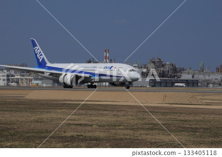 A passenger plane landing at Matsuyama Airport in Ehime Prefecture 133405118