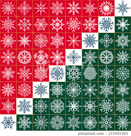 Colorful Christmas snowflake patchwork square pattern Colorful Christmas snowflake patchwork square pattern 133405393