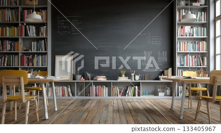 Study Room With Chalkboard and Bookshelves Study Room With Chalkboard and Bookshelves 133405967