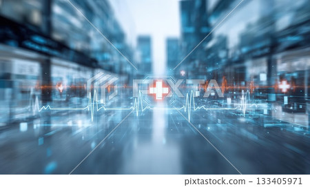 Medical Digital Background With Plus Sign 133405971