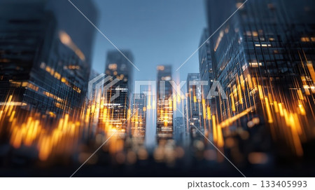 Abstract Cityscape With Luminous Data Visualization 133405993