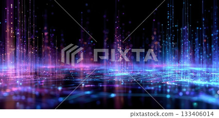Abstract Glowing Particles on Dark Background 133406014