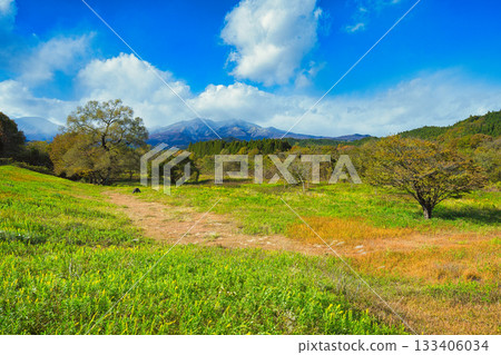 美麗的秋葉和日光山脈的景色 133406034