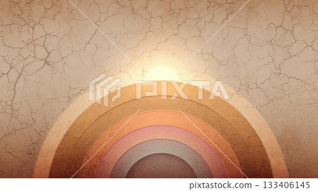 Retro Colored Arcs With Cracked Background 133406145