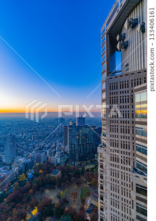 [Tokyo] Twilight view of the skyscraper district from the Tokyo Metropolitan Government Building observation deck 133406161