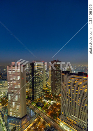 【東京】從東京都廳展望台眺望摩天大樓群的黃昏景色 【東京】從東京都廳展望台眺望摩天大樓群的黃昏景色 133406166