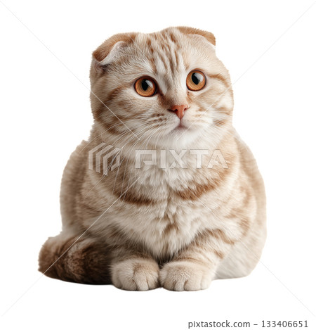 Cute Gray Kitten With Round Face and Striking Amber Eyes Lounging on a Soft Surface on transparent 133406651