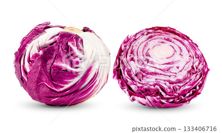 Fresh red radicchio isolated on white background ( image from camera ) 133406716