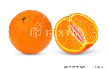 Mandarin or tangerine fruit isolated on white background ( image from camera ) 133406720